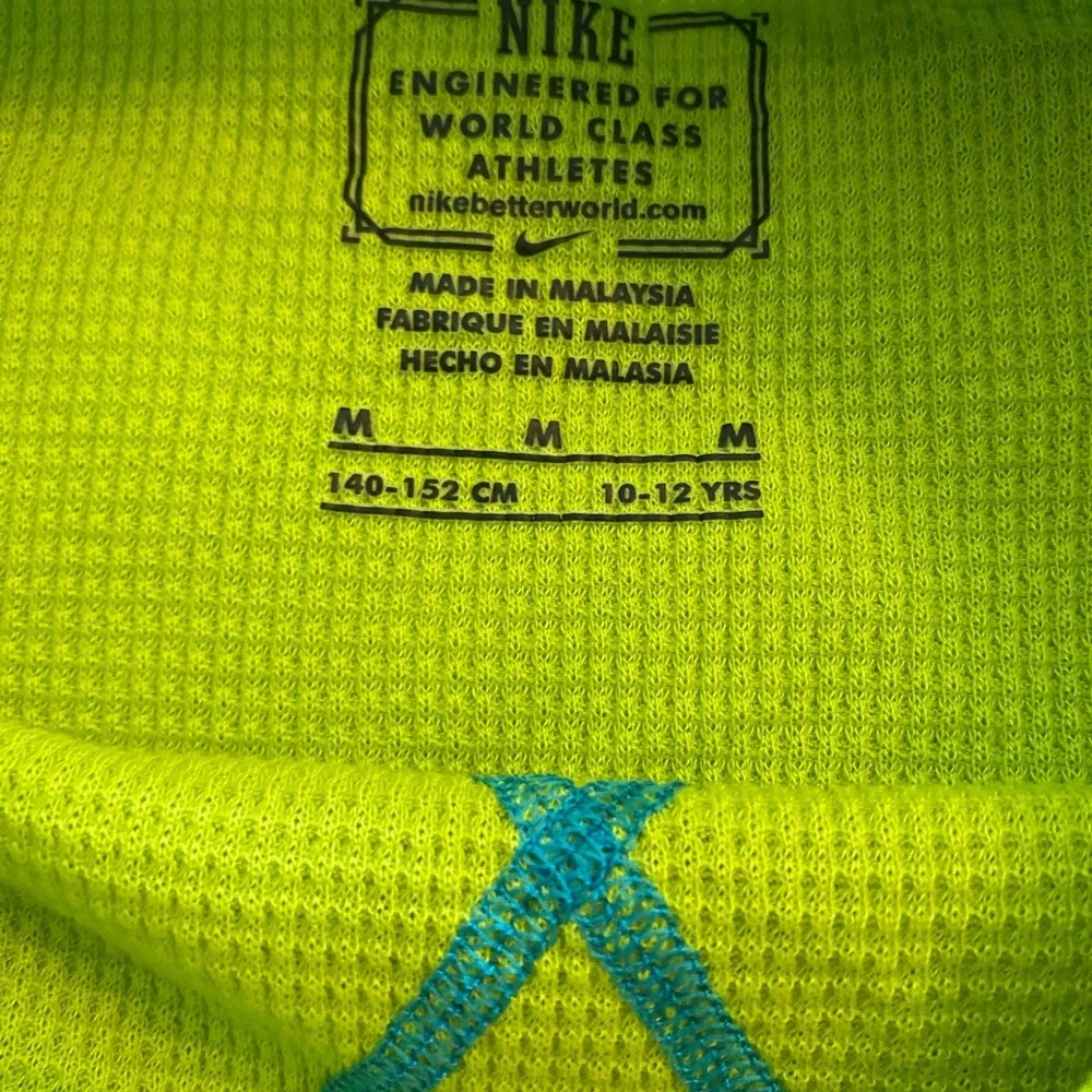 Nike Kids Yellow Long Sleeve Tee with Blue Accents